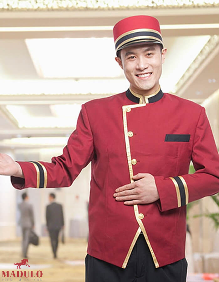 Đồng phục Bellman của khách sạn cao cấp kèm mũ