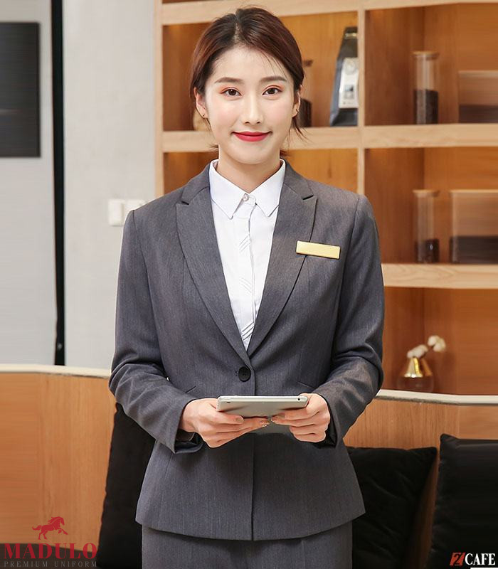 Đồng phục quản lý nhà hàng khách sạn áo vest xám
