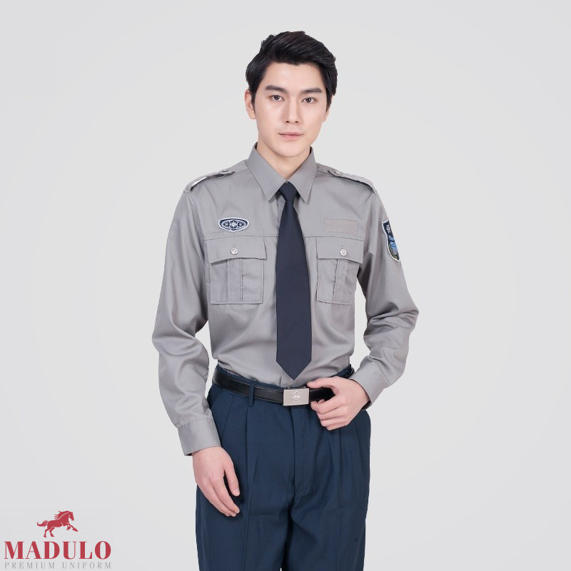 Áo đồng phục bảo vệ giá thành hợp lý may bằng vải kate Hàn